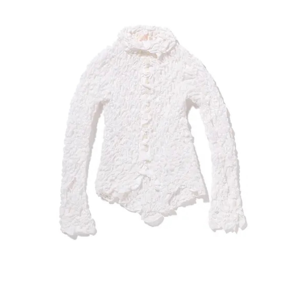 Brand New With Tags/ HUG White Smocked Shirt (Originally $540)